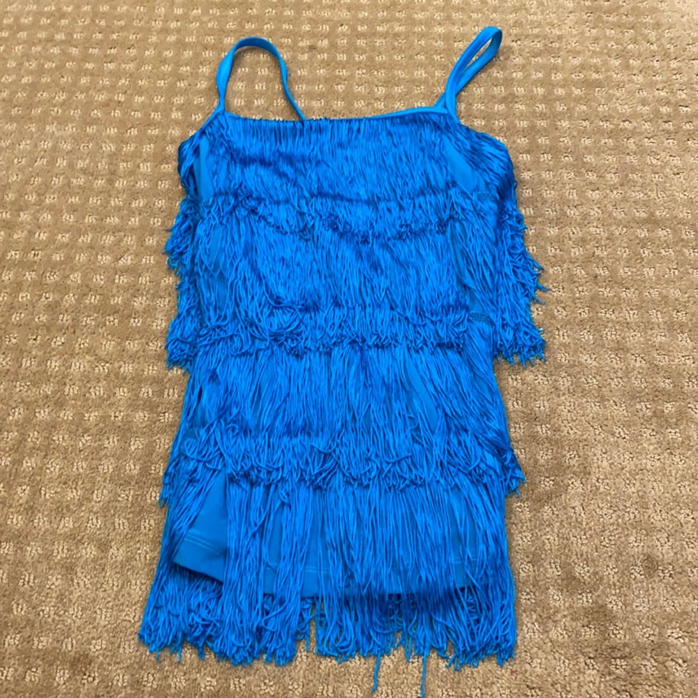 Girls Full Fringe Royal Blue Tank Top